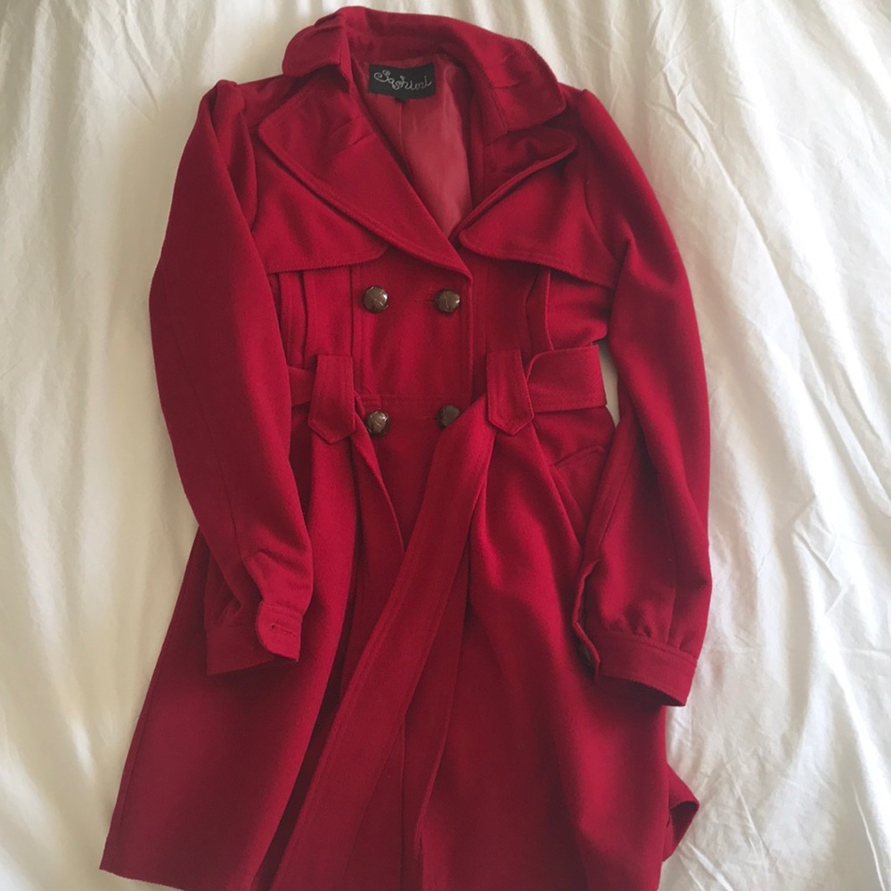 Red pea coat jacket - size medium